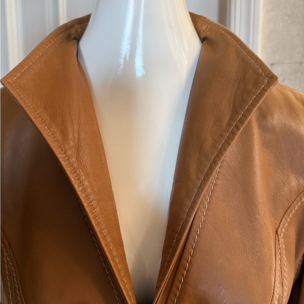 Valentino Brown Leather Blazer - Picture 8 of 11